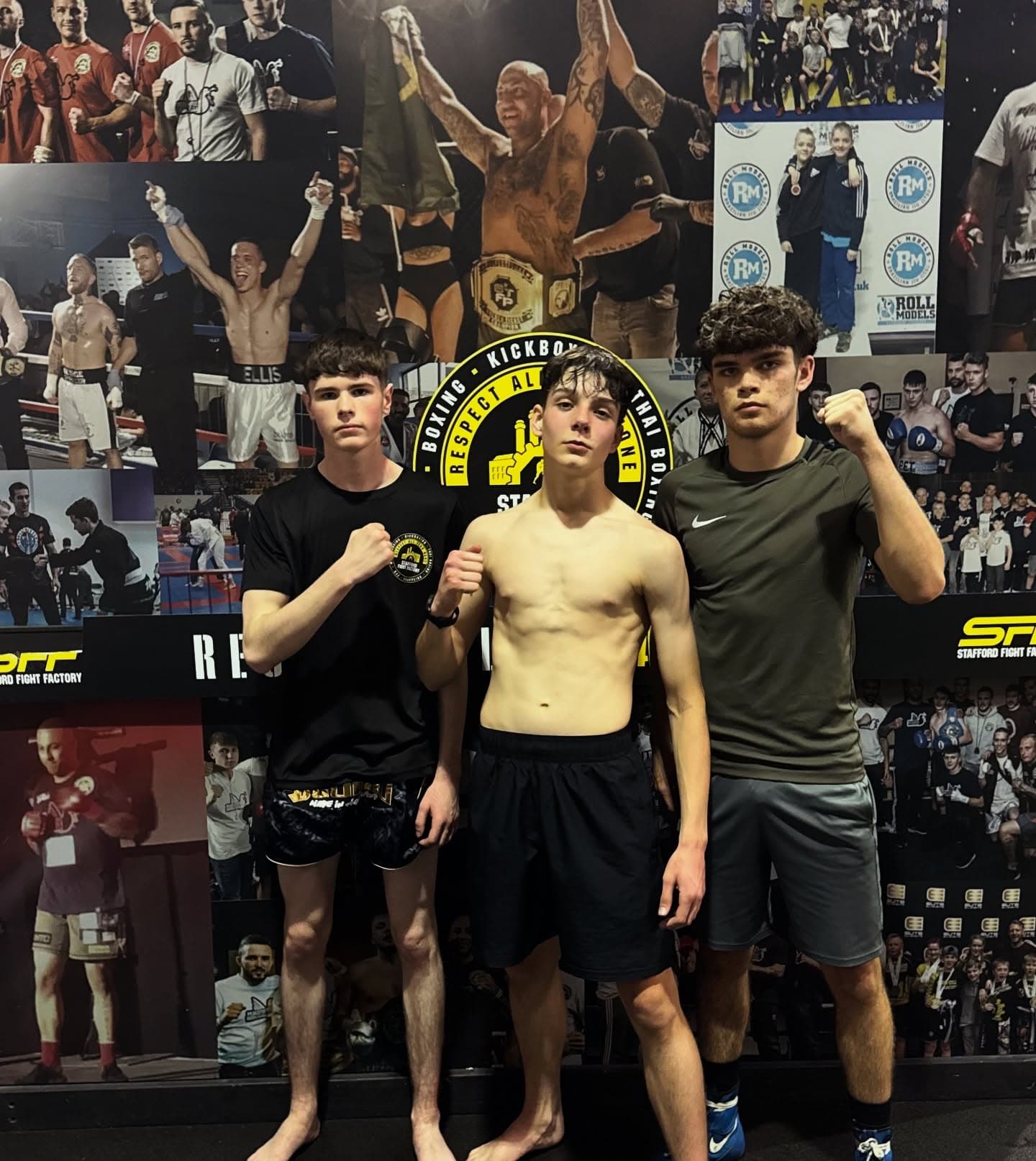 Young fighters posing at Stafford Fight Factory