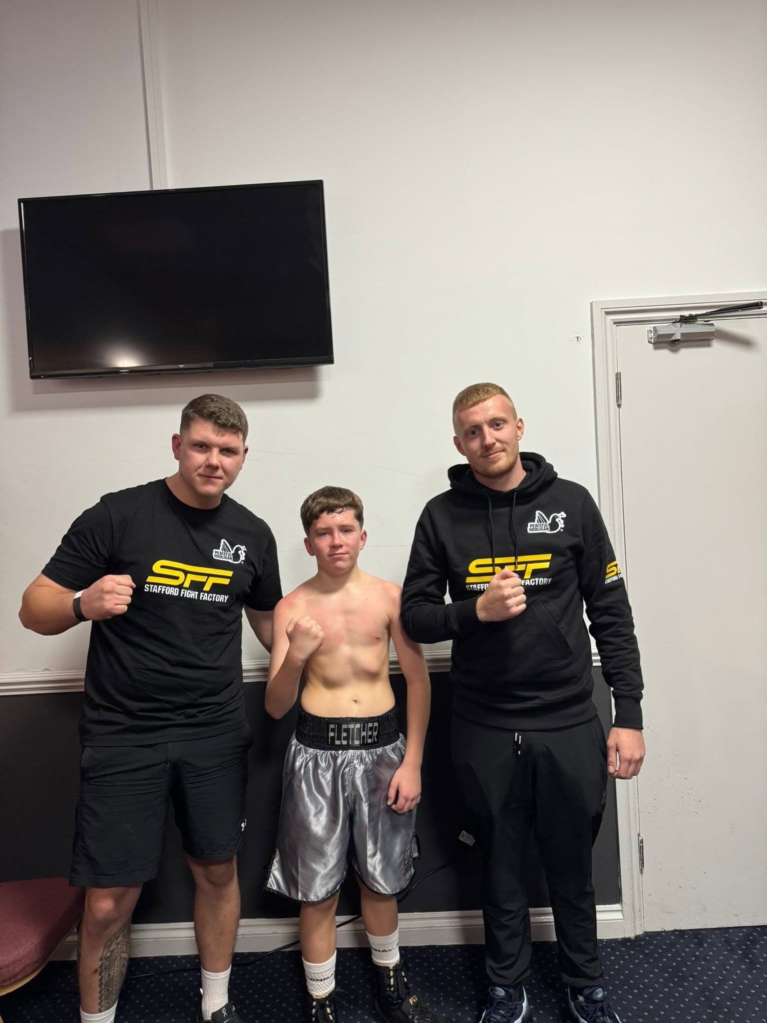 Junior fighter with Stafford Fight Factory coaches