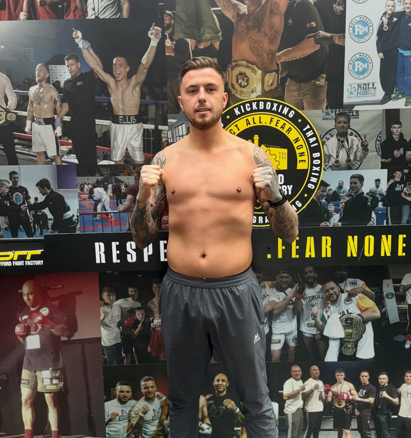 Fighter posing at Stafford Fight Factory