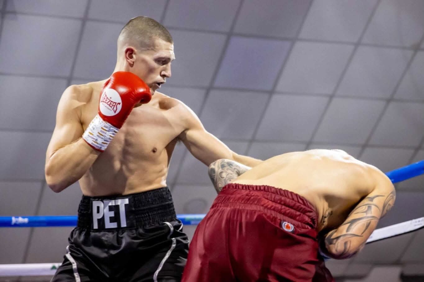Boxing action during a bout