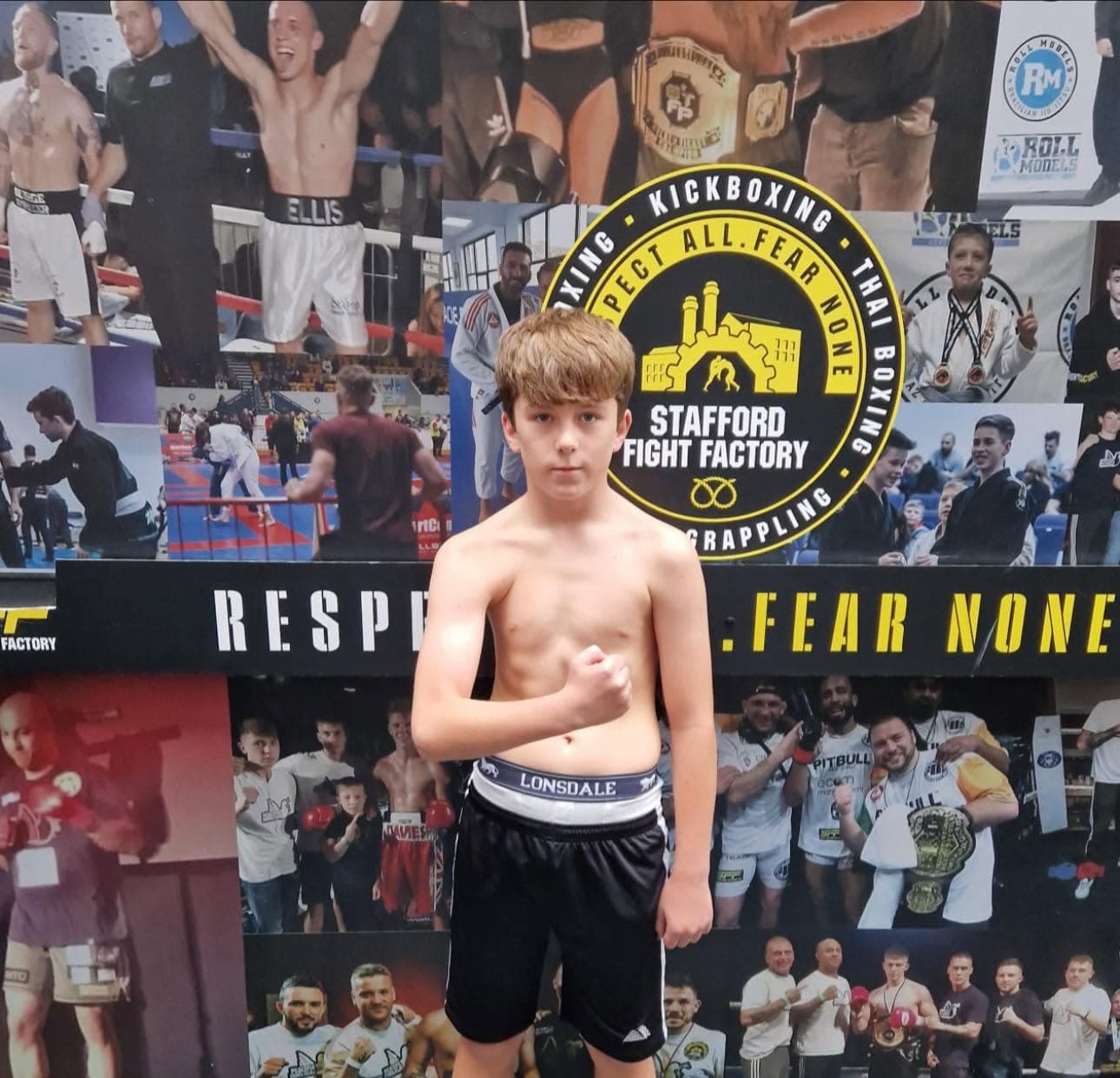Junior boxer posing at Stafford Fight Factory